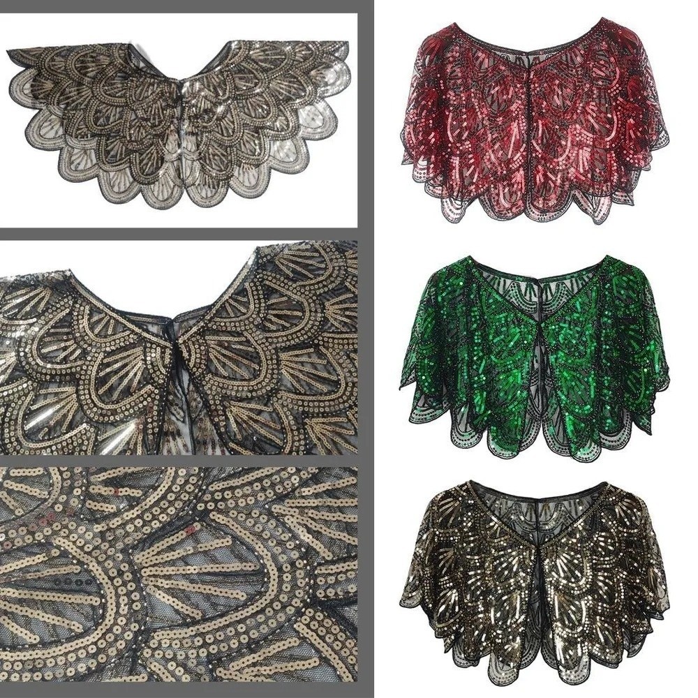 Vintage Fashion Art - شال أرت ديكو مفرغ مزين بالخرز