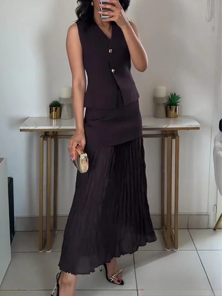 V Vintage Fashion - KONDALA بدلة نسائية محبوكة كلاسيكية أنيقة