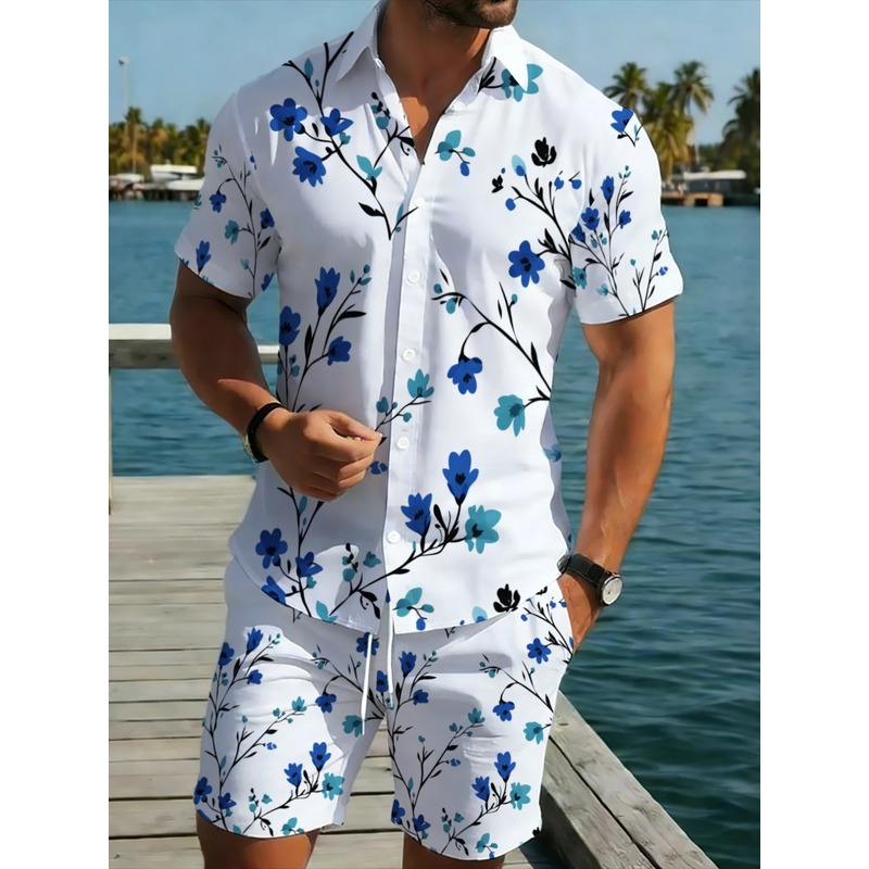 طقم قميص قصير الأكمام مع شورت  - مراجعة Printed Floral Shirt وسعره
