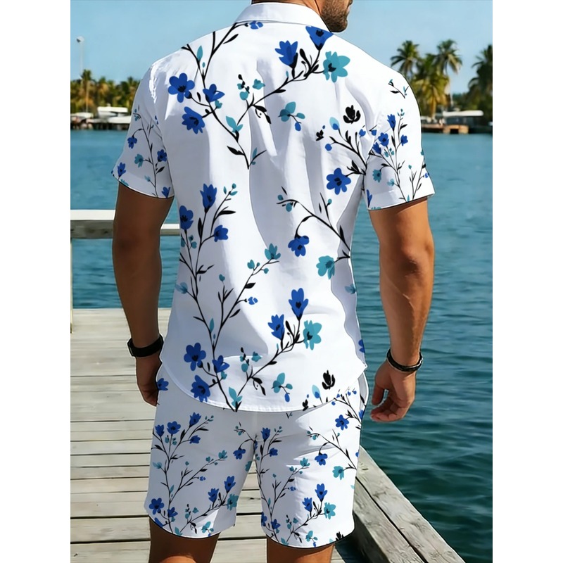 طقم قميص قصير الأكمام مع شورت  - مراجعة Printed Floral Shirt وسعره