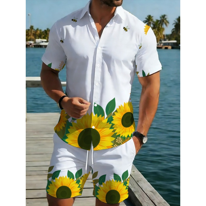 طقم قميص وشورت للرجال مطبوع بن - مراجعة Printed Floral Shirt وسعره