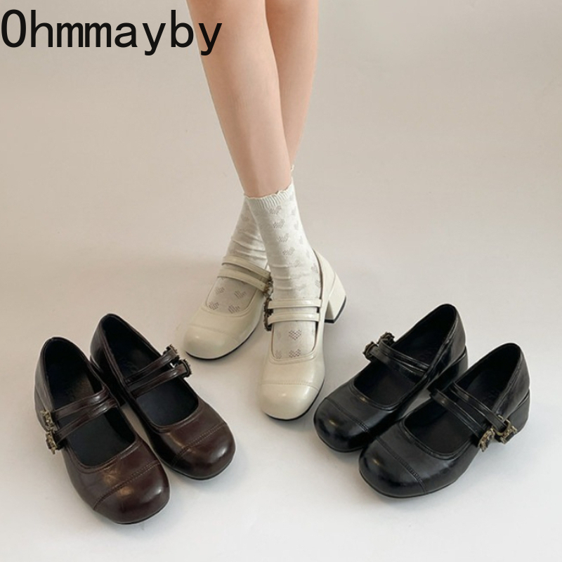 خمر كعب سميك النساء ماري جين أ - مراجعة Vintage Outdoor Fashion وسعره