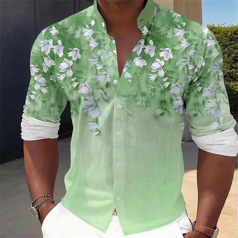 قميص رجالي بأكمام طويلة ونقشة  - مراجعة Printed Floral Shirt وسعره