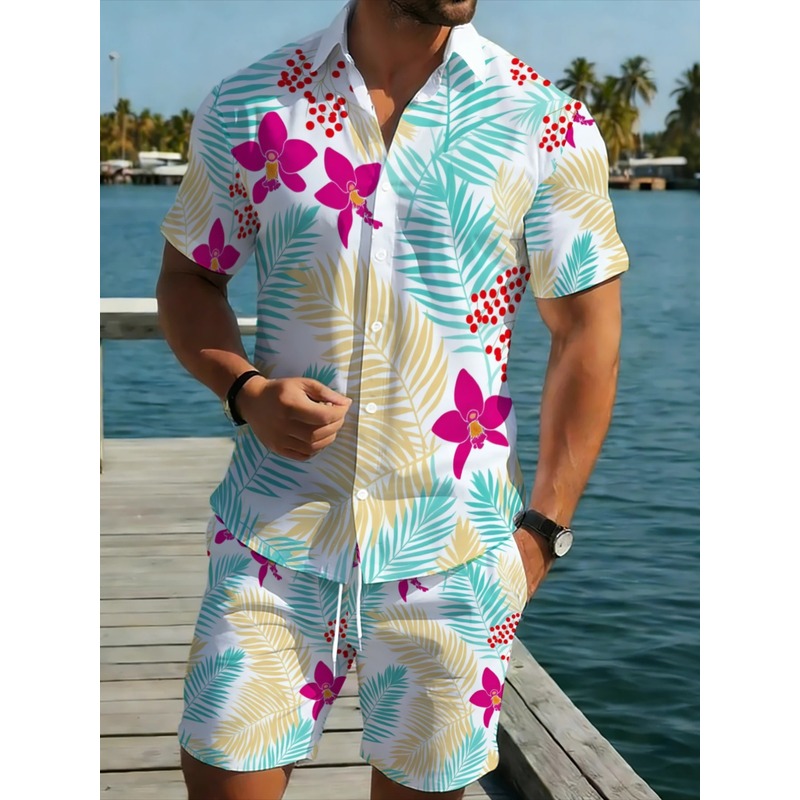طقم قميص بأكمام قصيرة وبنطلون  - مراجعة Printed Floral Shirt وسعره