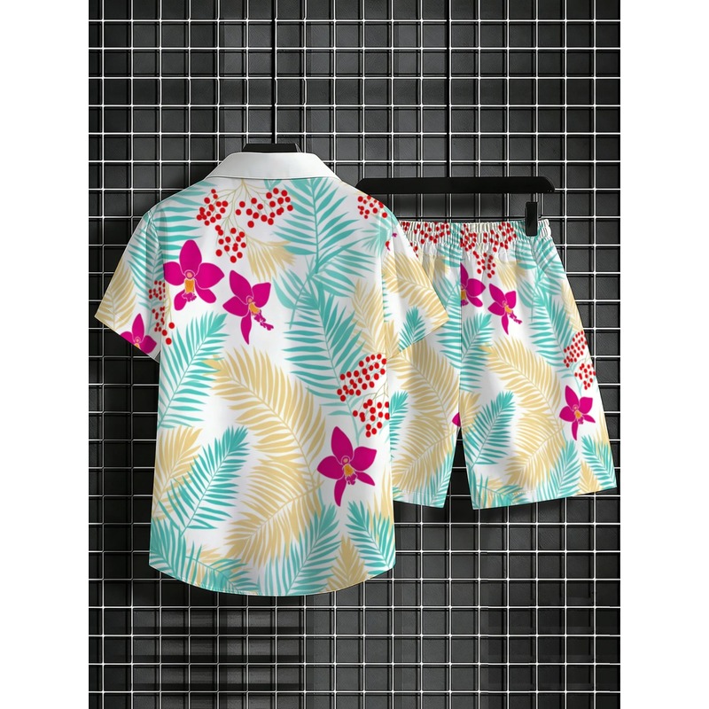 طقم قميص بأكمام قصيرة وبنطلون  - مراجعة Printed Floral Shirt وسعره