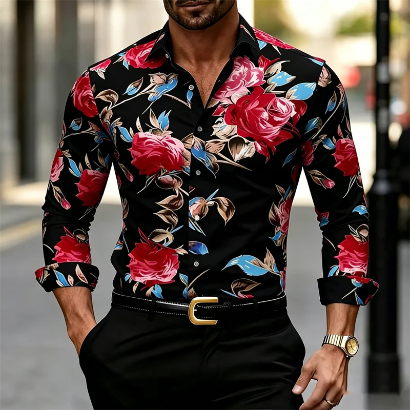 قميص رجالي بأكمام طويلة وياقة  - مراجعة Printed Floral Shirt وسعره