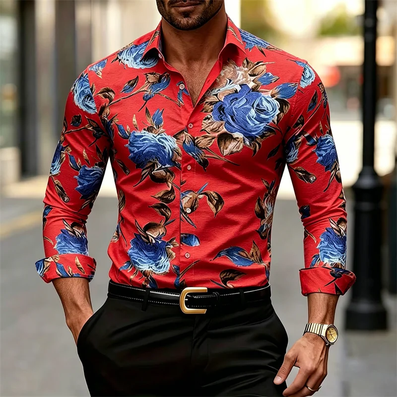 قميص رجالي بأكمام طويلة وياقة  - مراجعة Printed Floral Shirt وسعره