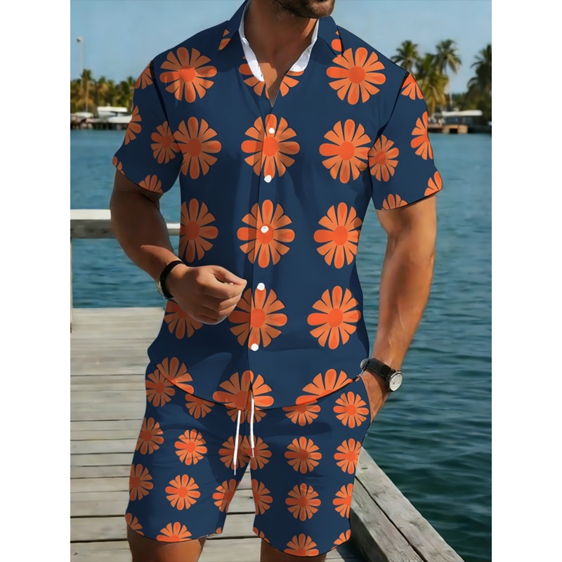 طقم قميص رجالي بأكمام قصيرة وش - مراجعة Printed Floral Shirt وسعره