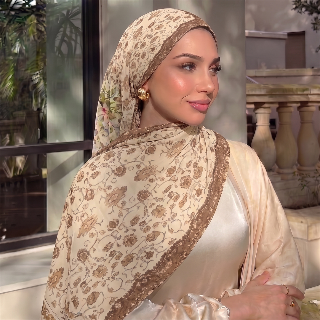 حجاب بطباعة زهور عتيقة، وشاح ن - مراجعة Vintage Outdoor Fashion وسعره